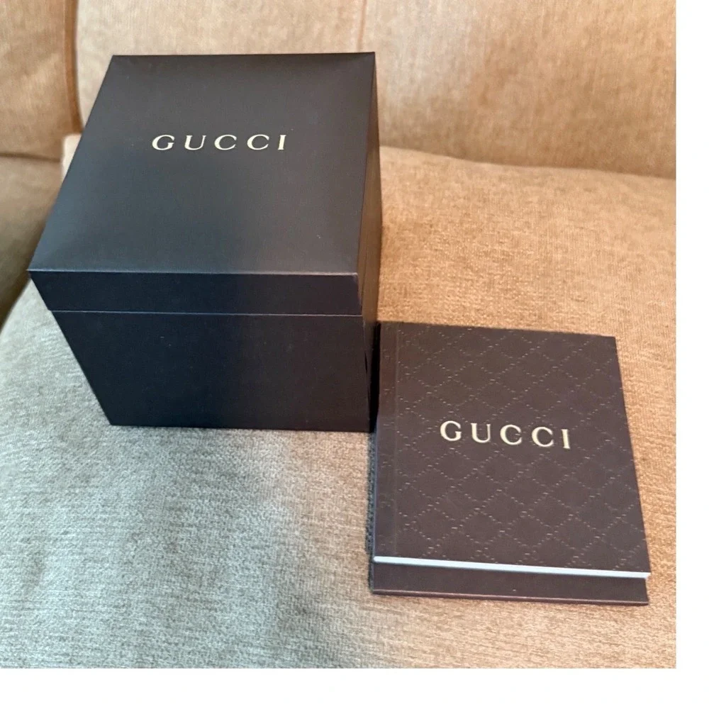 Gucci Brown Watch Presentation Box Empty with Pillow/Care Booklet Accessory Set